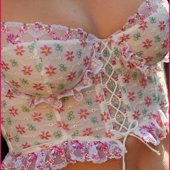New!For Love and Lemons Bloom Bustier Top - Picture 12 of 13